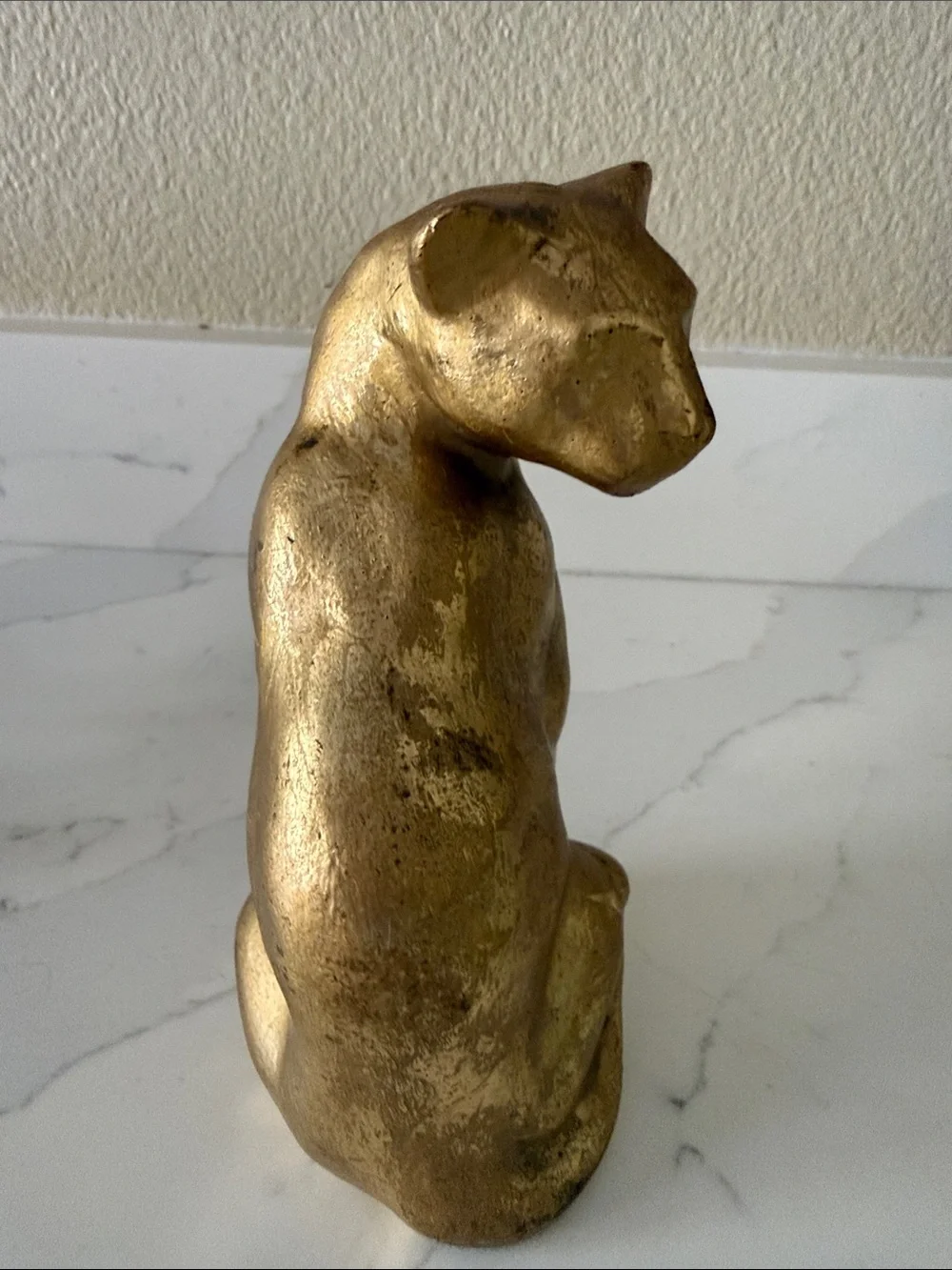 Big Cat Figurine in Gold Relief
